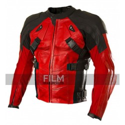 Motorcycle Deadpool Red and Black Leather Jacket